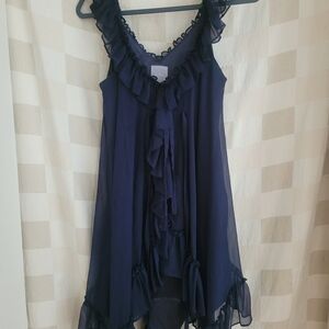 Aryn K Midnight Blue Ruffle Dress